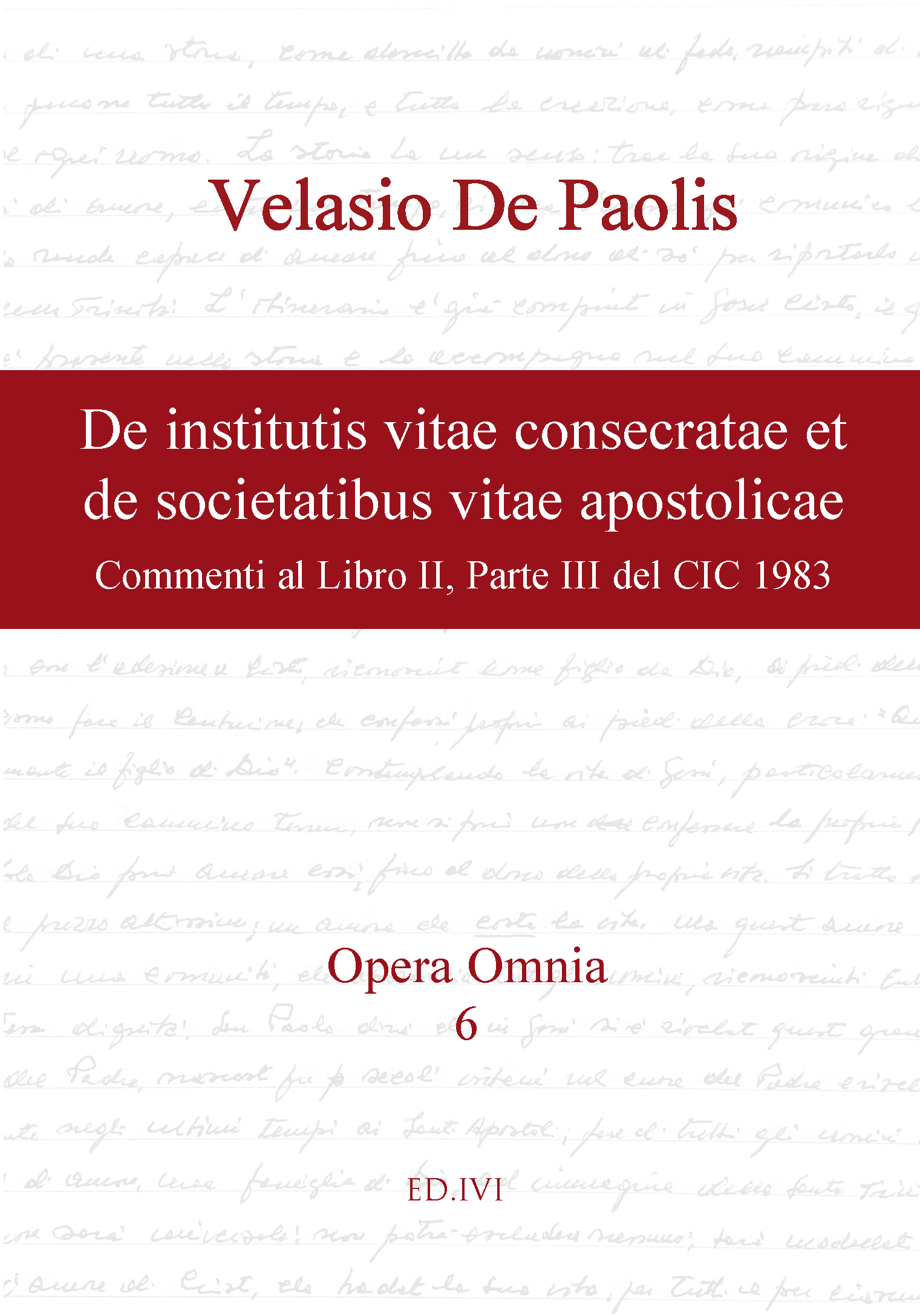 Copertina vol. 6 delle Opera Omnia Velasio de Paolis